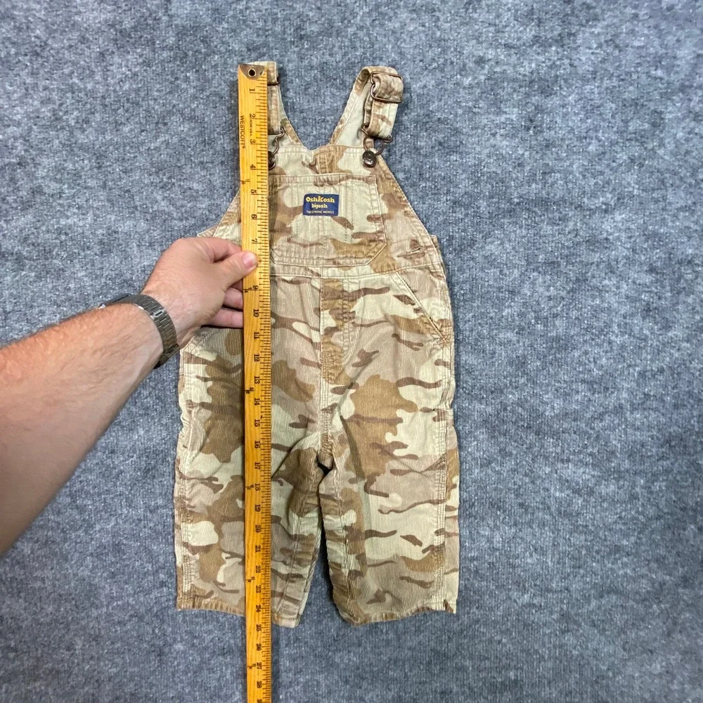 OshKosh Bgosh Kids 18M Desert Camo Corduroy Overalls Tan Brown Carpenter Utility